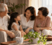 A family having a warm, meaningful conversation about life planning at home in Singapore, soft natural light